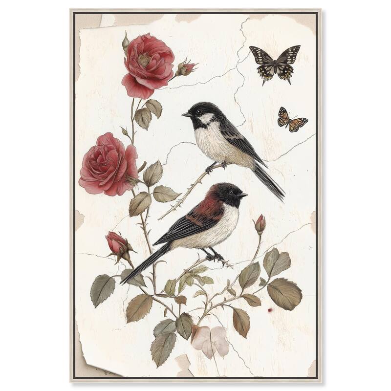 Birdsong and Bloom Canvas by Art Remedy - Silver - 30" x 45"