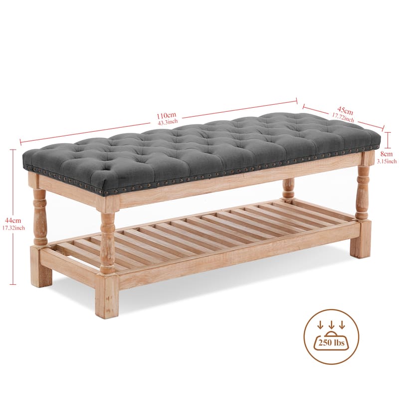 Upholstered Wood Bed Bench/Ottoman