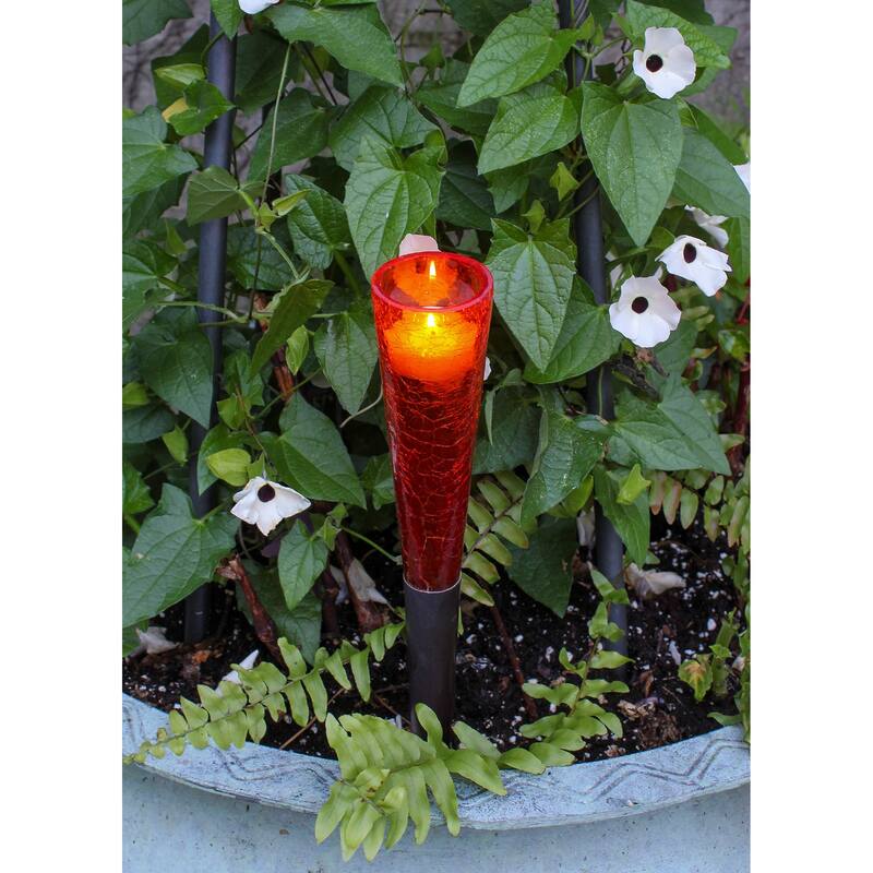 Achla Designs 15.75"H Red and Black Glass/Iron Outdoor Votive Sparkle Candle Holder Cone, Home and Garden Accent Décor