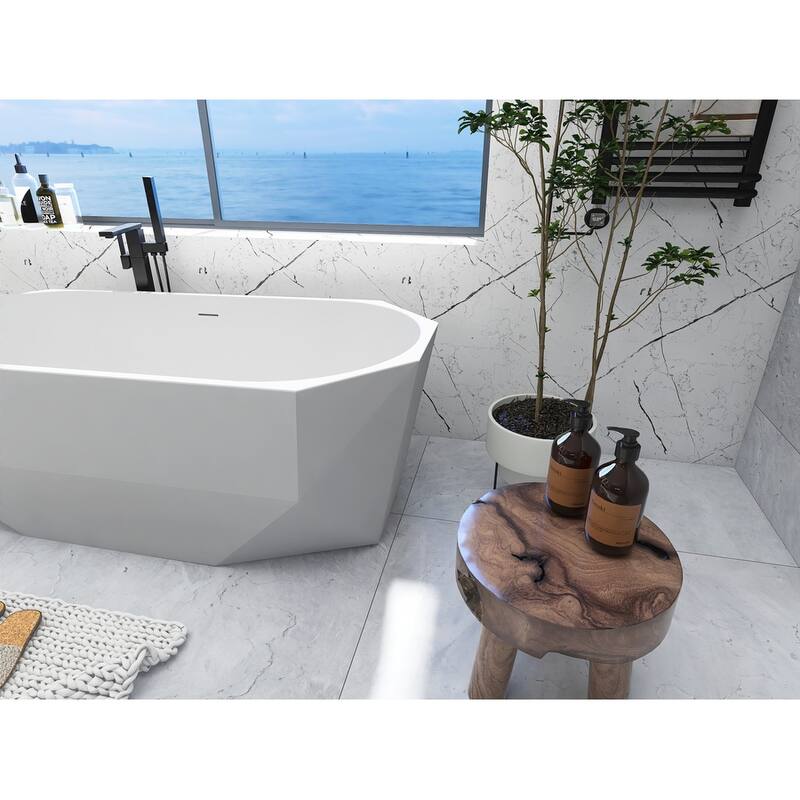 Edward Soaking Diamond Style Bathtub in Glossy White