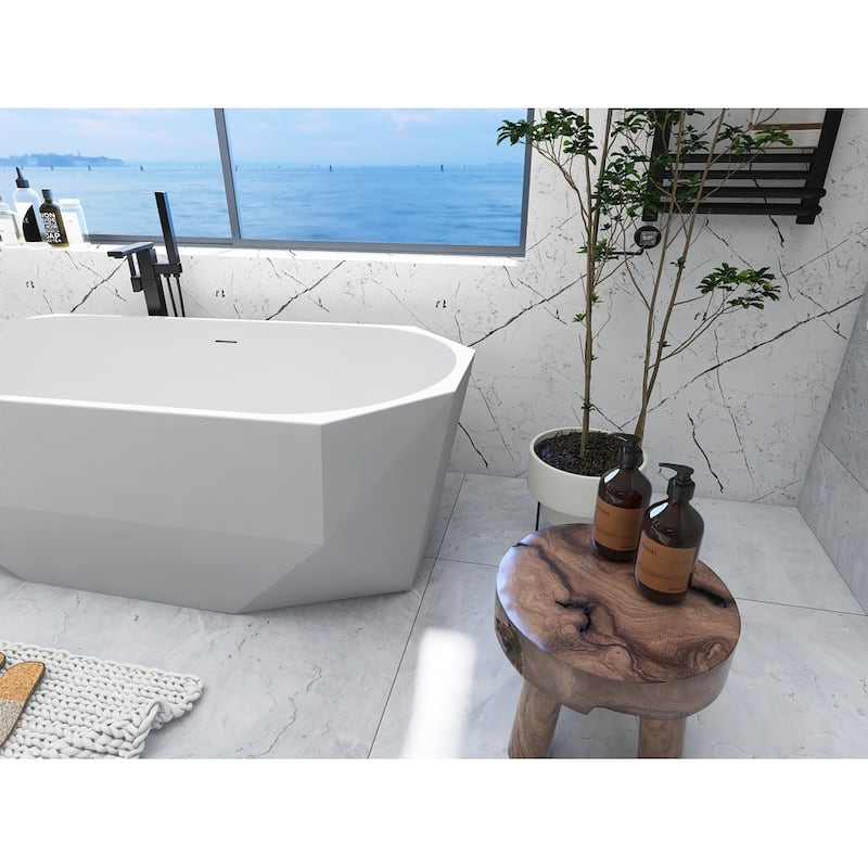 Indigo Home 67 inch Soaking Diamond Style Bathtub in Glossy White