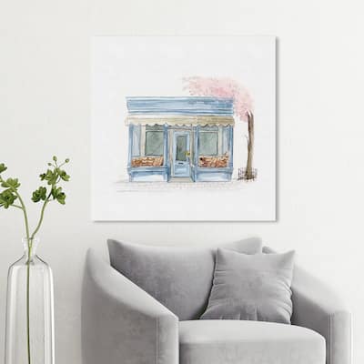 Wynwood Studio 'Le Petit Bakery' Food and Cuisine Wall Art Canvas Print Baking Essentials - Blue, Pink