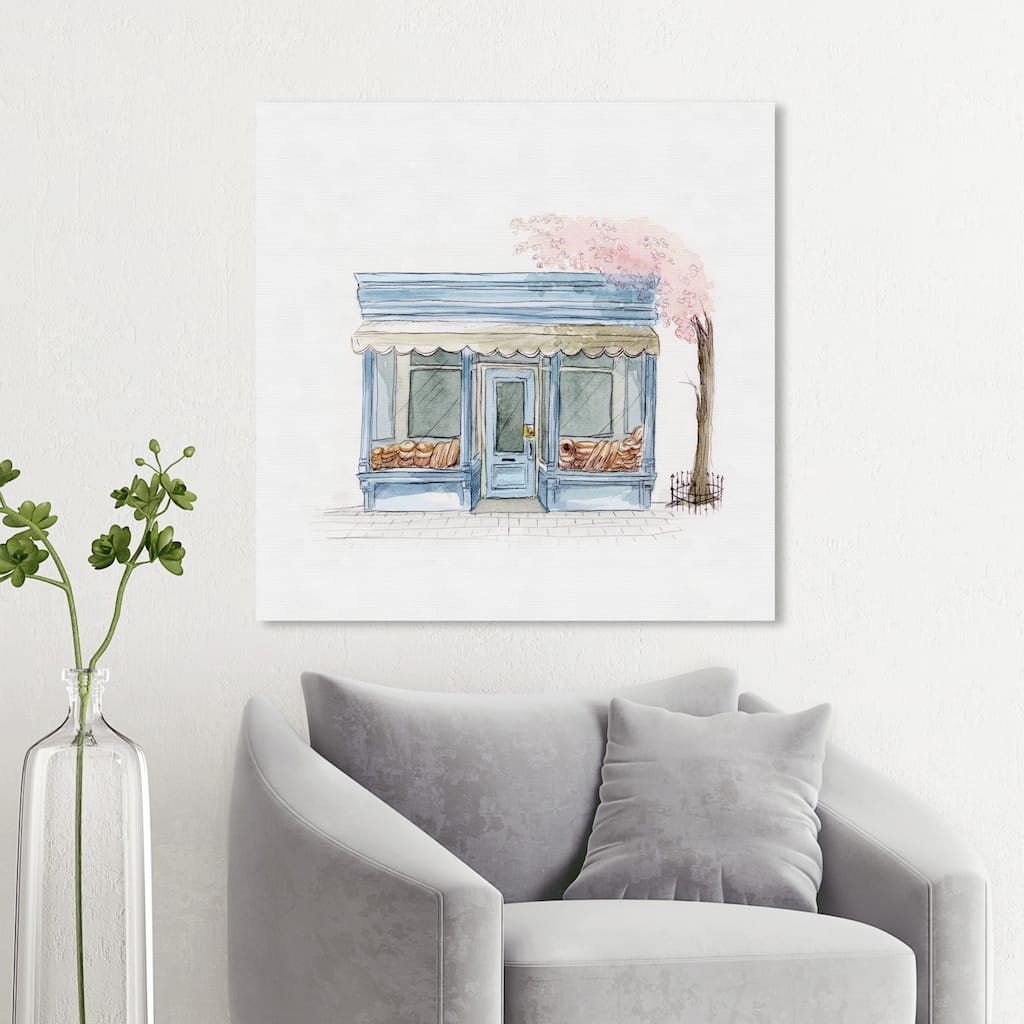 Wynwood Studio 'Le Petit Bakery' Food and Cuisine Wall Art Canvas Print Baking Essentials - Blue, Pink