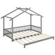 preview thumbnail 1 of 31, Extendable House Bed Twin to King Daybed with Roof and Fence Rails Grey