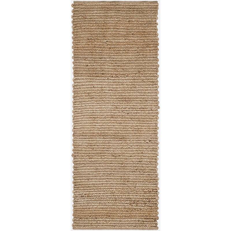 Area Rug 6x9 Natural Blue Jute Denim Braided Flatweave Living Room Bedroom Rug - 108 x 72