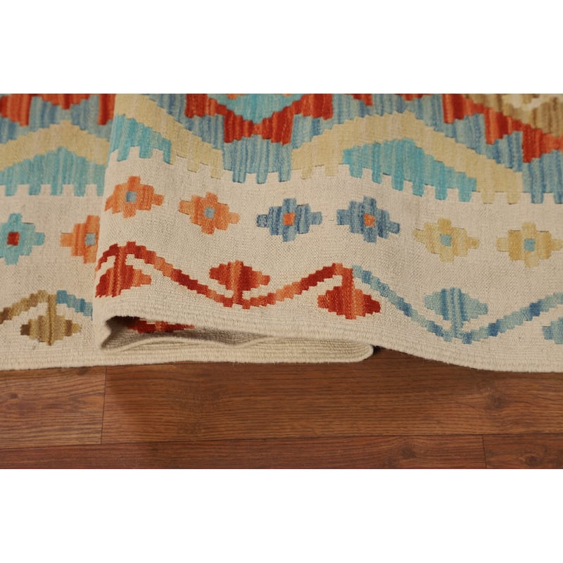 Kilim Reversible Oriental Area Rug Hand-Woven Wool Carpet - 4'10"x 6'5"