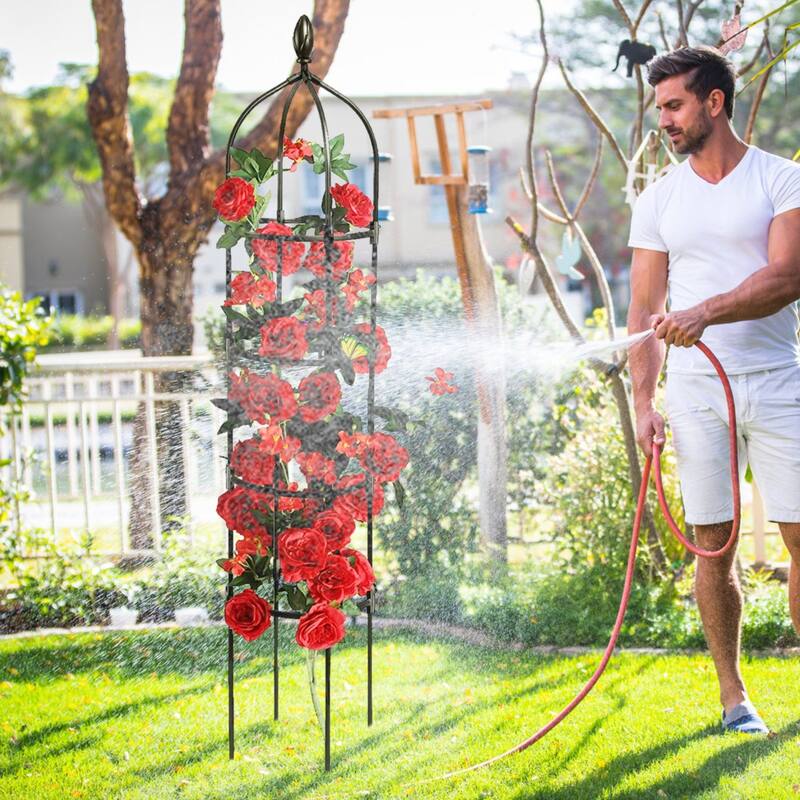 2 Packs Rustproof Garden Obelisk Trellis For Climbing Plants Tower Support - 12.59”L x 12.59”W x 70.86”H