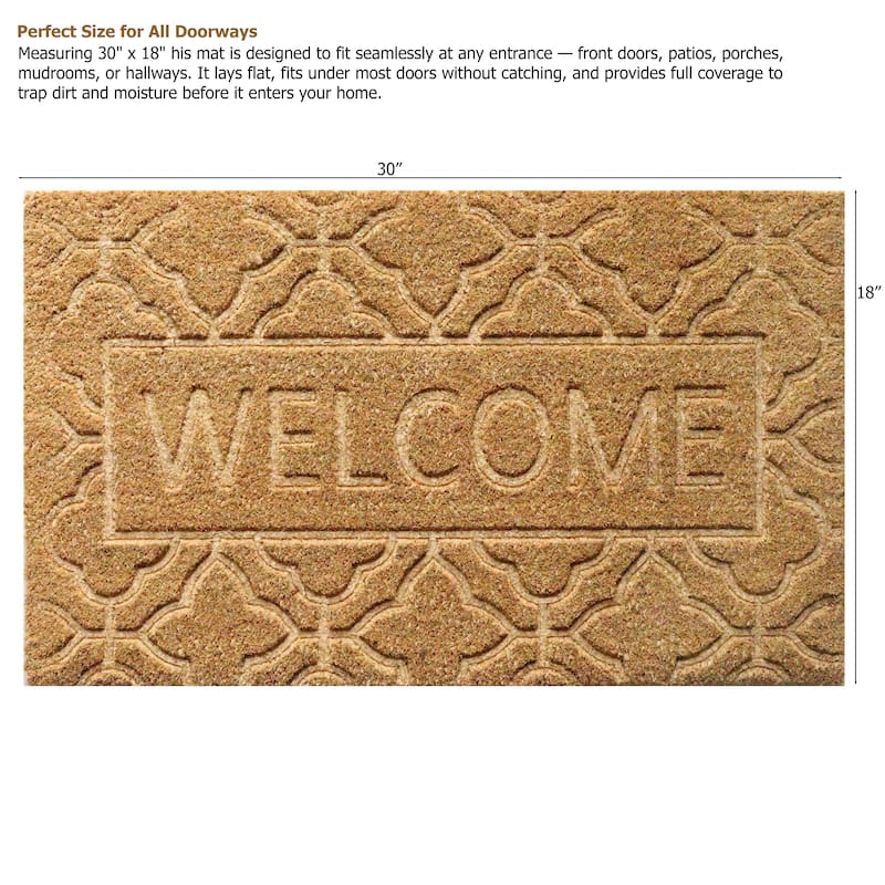 Gardenised Heavy Duty Coco Coir Doormat Non Slip PVC Baking Embossed Welcome Design Natural Coconut Fiber Floor Mat 18x30"