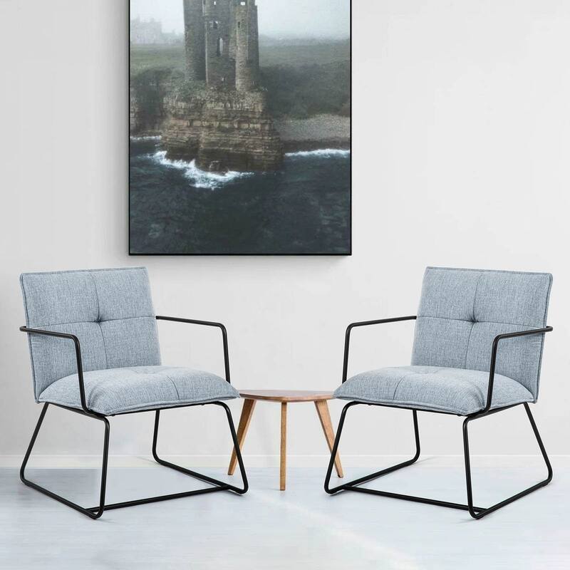 Linen Upholstered Accent Chair Armchair with Metal Frame - 31.5"H x 25.87"W x 19.3"D