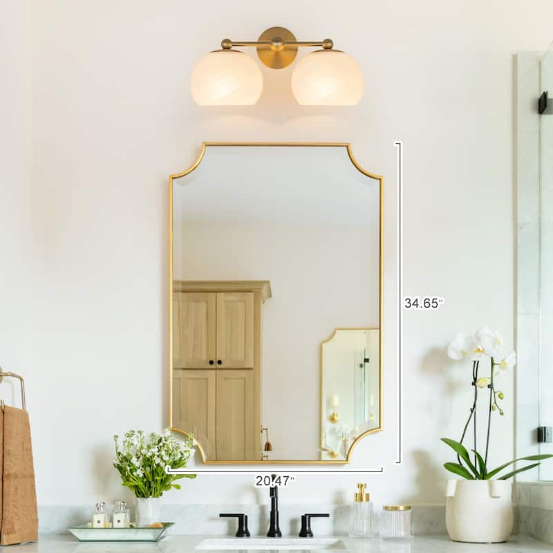 2-Light Gold Double-Globe Wall Sconce Cloud-Pattern Glass Shades