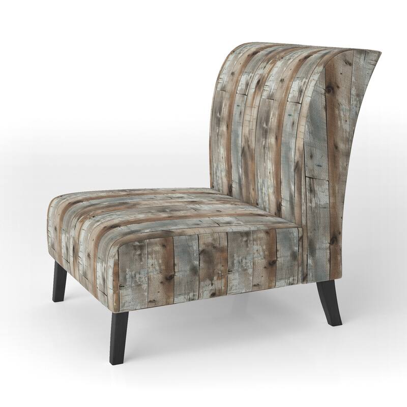 Designart "Rustic Farmhouse Wooden Planks I" Upholstered Abstract Accent Chair - Vintage Side Chair in Multiple Color