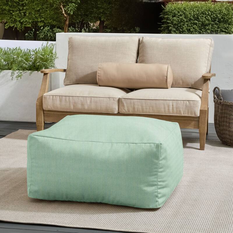 Sorra Home Sunbrella Outdoor Knife Edge Solid Bean Pouf - Canvas Spa