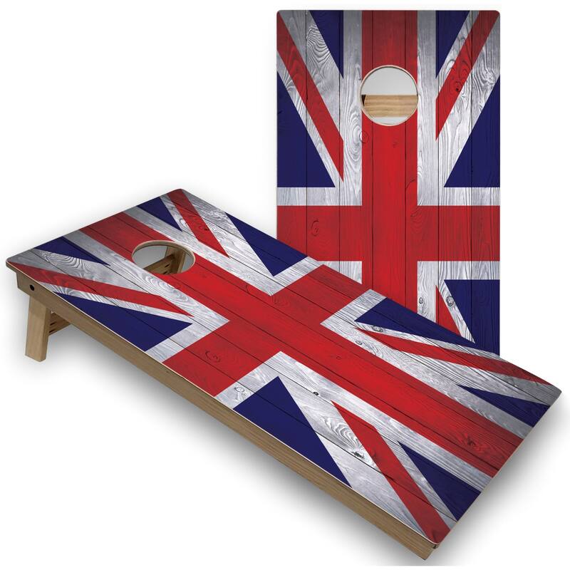 British Flag Cornhole Boards with Case & Lights - 16 Years and Up