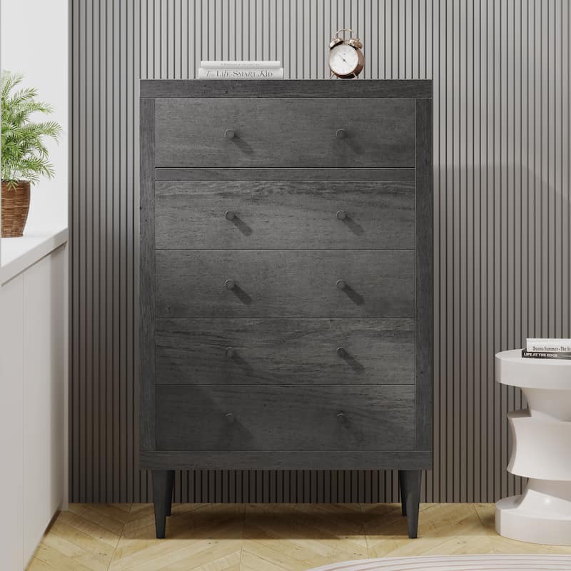 5-Drawer Vertical Chest, Modern Wooden Chest of Drawers with Spacious Storage Space for Bedroom, Hallway, Lliving room