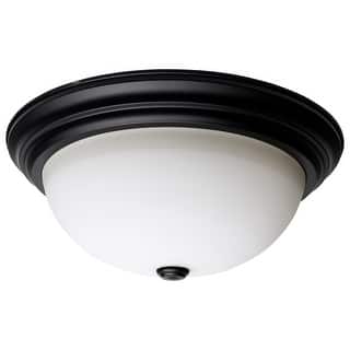 3 Light 15 Inch Flush Mount Matte Black Finish Opal Glass