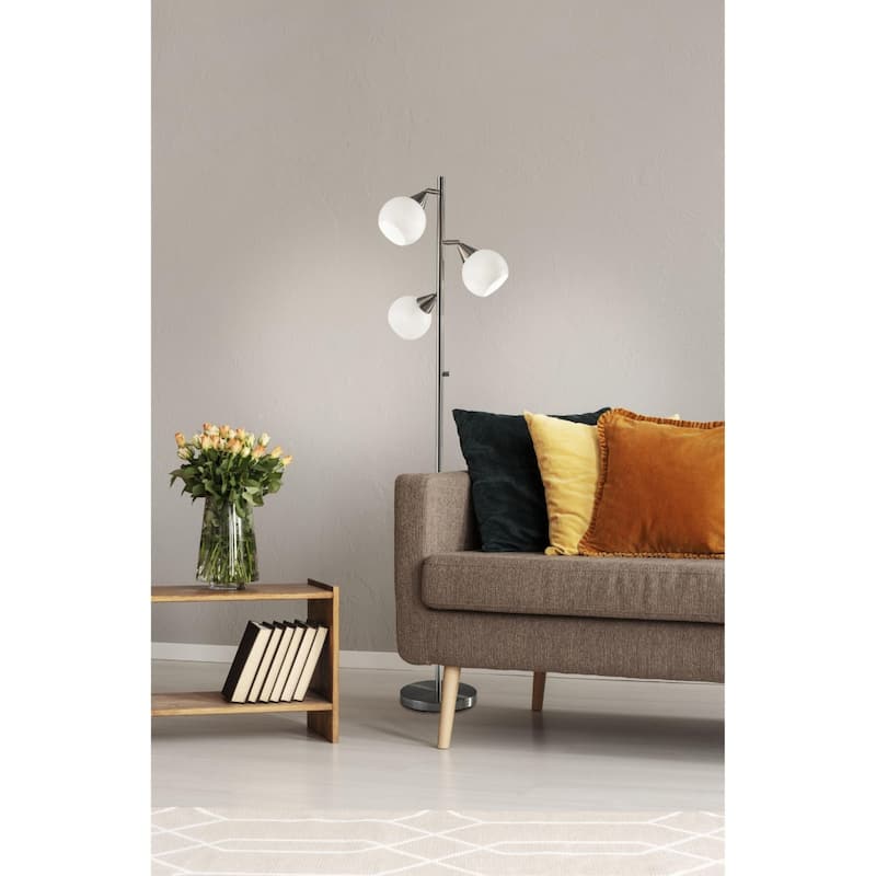 Silver Metal Dome Shade Traditional Floor Lamp with Rotary Switch 71 Inches - 16” x 16” x 71” (D x W x H)