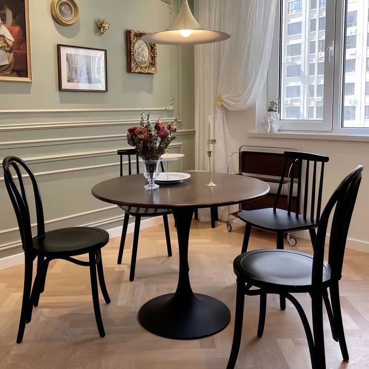 31.5"Modern Round Dining Table, MDF Top and Steel Base Tulip Round Kitchen Table,Kitchen Table, Mid Century Coffee Table