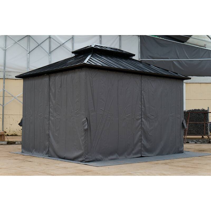 10x10FT Aluminum Permanent Hardtop Gazebo with Steel Canopy for Outdoor Patio, Garden, Backyard