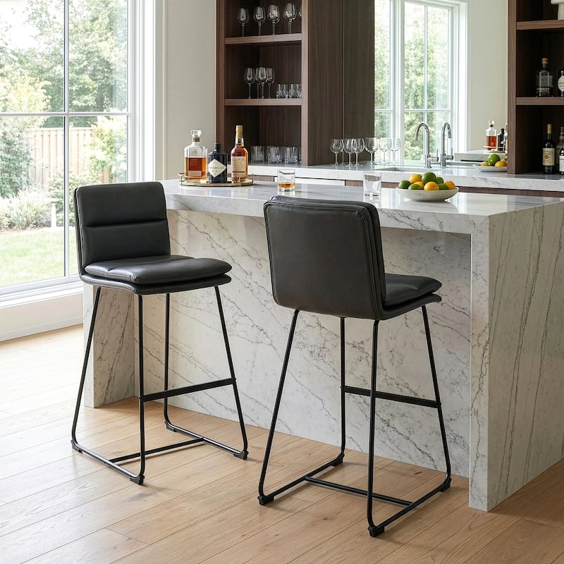 Set of 2 Aulani Upholstered Metal Frame Bar Stool