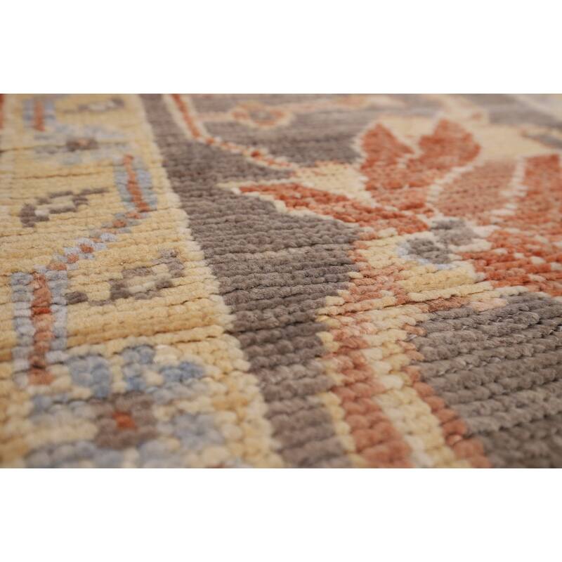 Orange Oushak Vegetable Dye Area Rug Handmade Wool Carpet - 9'3"x 11'11"