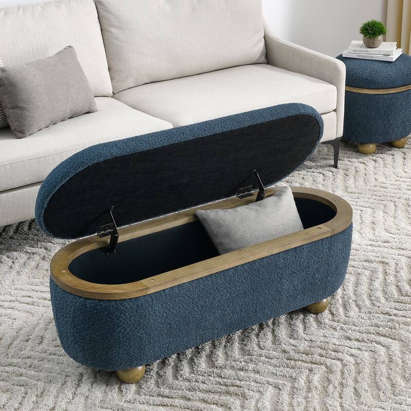 43.3'' Wide Upholstered Fabric Storage Bench with Safety Hinge