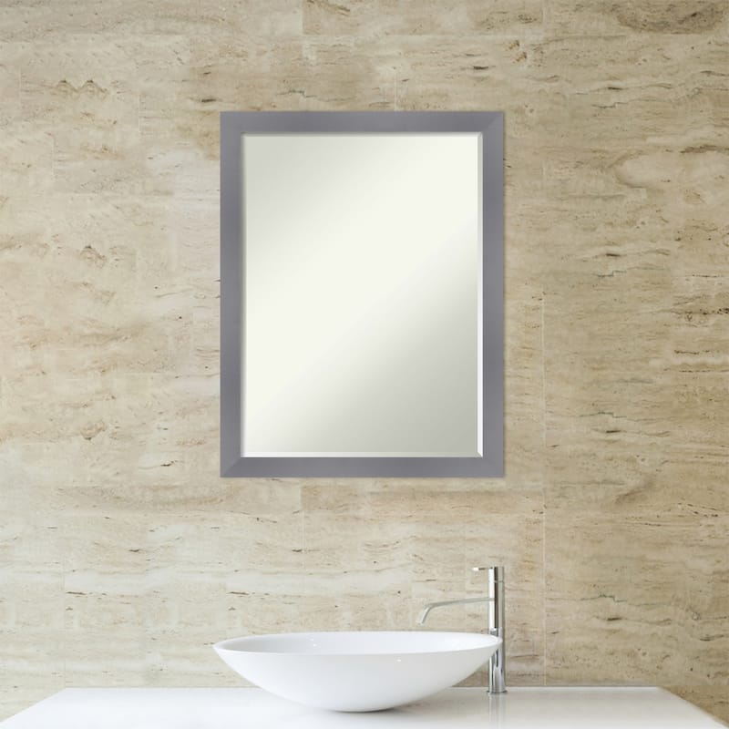 Edwin Half-Inch-Bevel Wood Framed Bathroom Vanity Wall Mirror - Glass Size 18x24