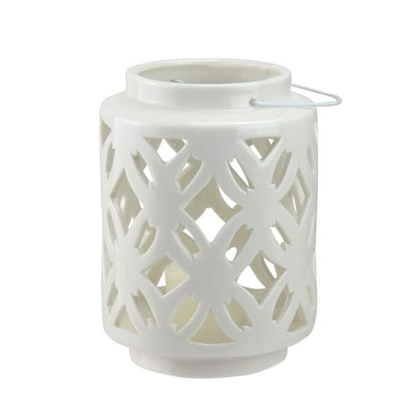 7" City Chic Pastel White Floral Cut-Out Tea Light Candle - 16544551