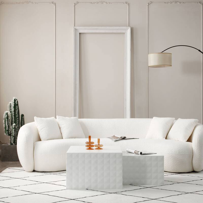 Modern Glam Square Nesting Coffee End Side Table for Living Room(Set of 2)