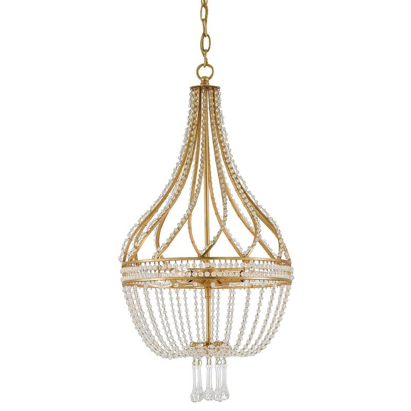 Currey & Company Ingenue Gold Chandelier - 28"h x 14"dia - 28"h x 14"dia - Antique Gold Leaf