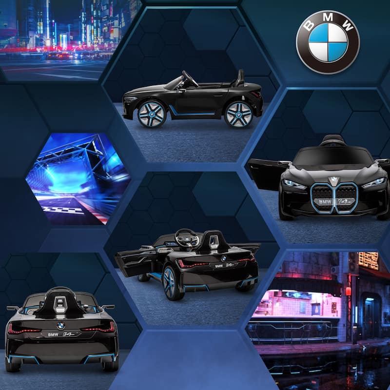 Aosom Electric Car for Kids, 12V Licensed BMW Ride on Car with 2.4G Remote Control, Suspension System, Horn Honking