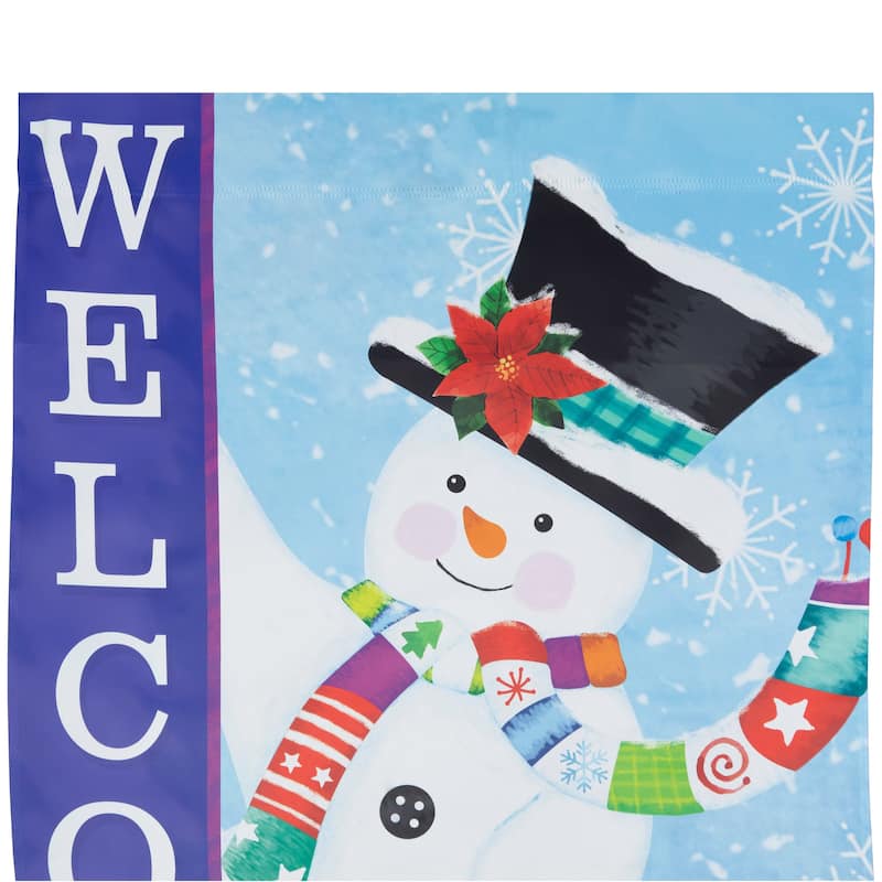 Joyful Snowman "Welcome" Christmas Outdoor Flag - 40" x 28"
