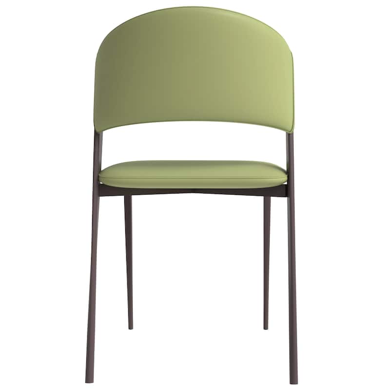 Aspen Dining Chair with Leather Seat in Black Metal by LeisureMod