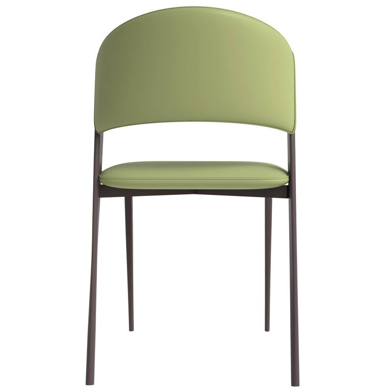 Leather Dining Chairs with Iron Legs and Open-Back Design Aspen Series Set of 2