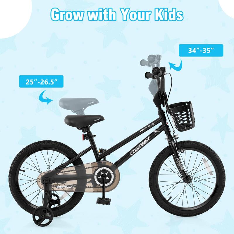 Costway 12"/14"/16"/18" Kid’s Bike with Training Wheels Adjustable - See Details
