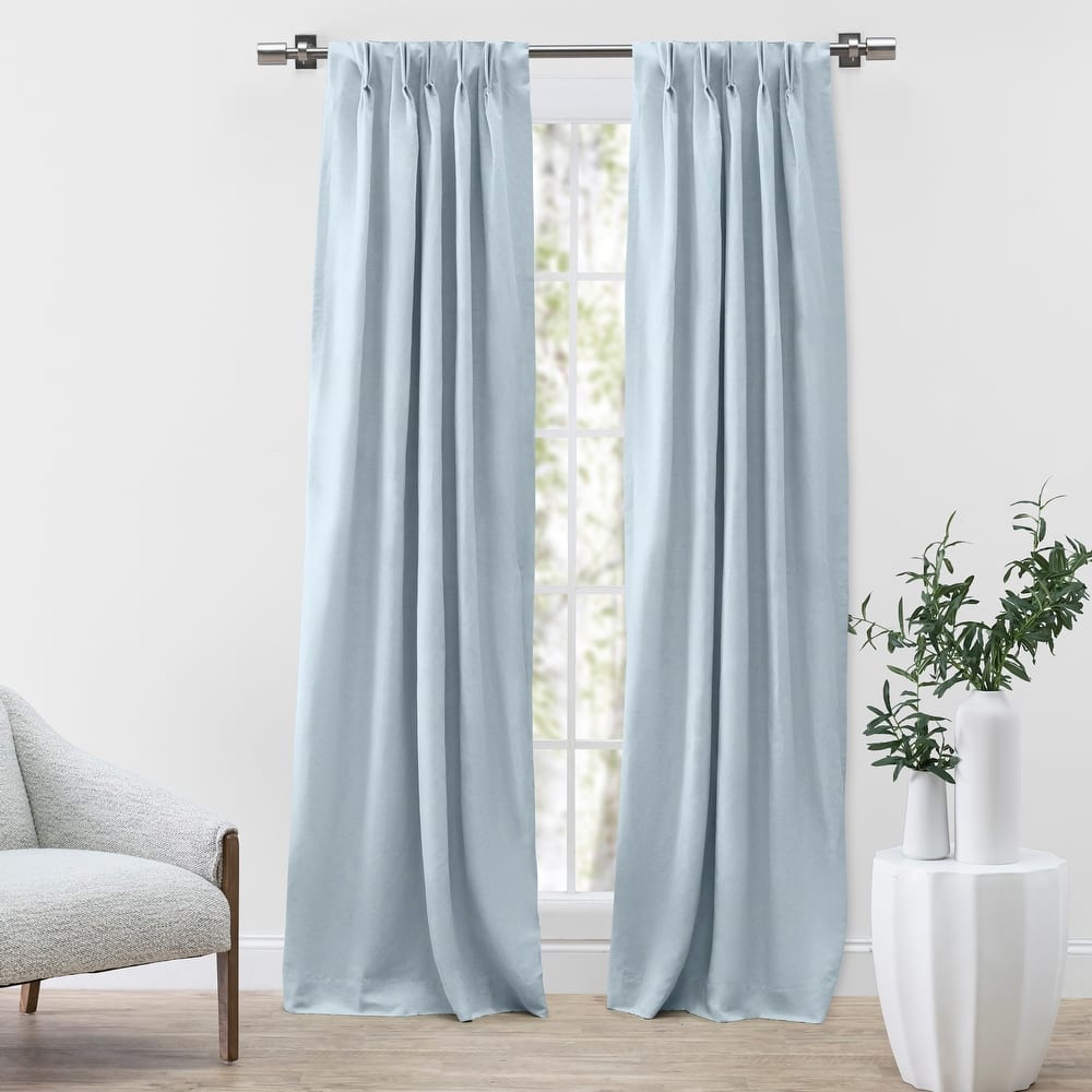 Serene Premium Linen-Cotton Pinch Pleat Curtain Pair W Back Tabs