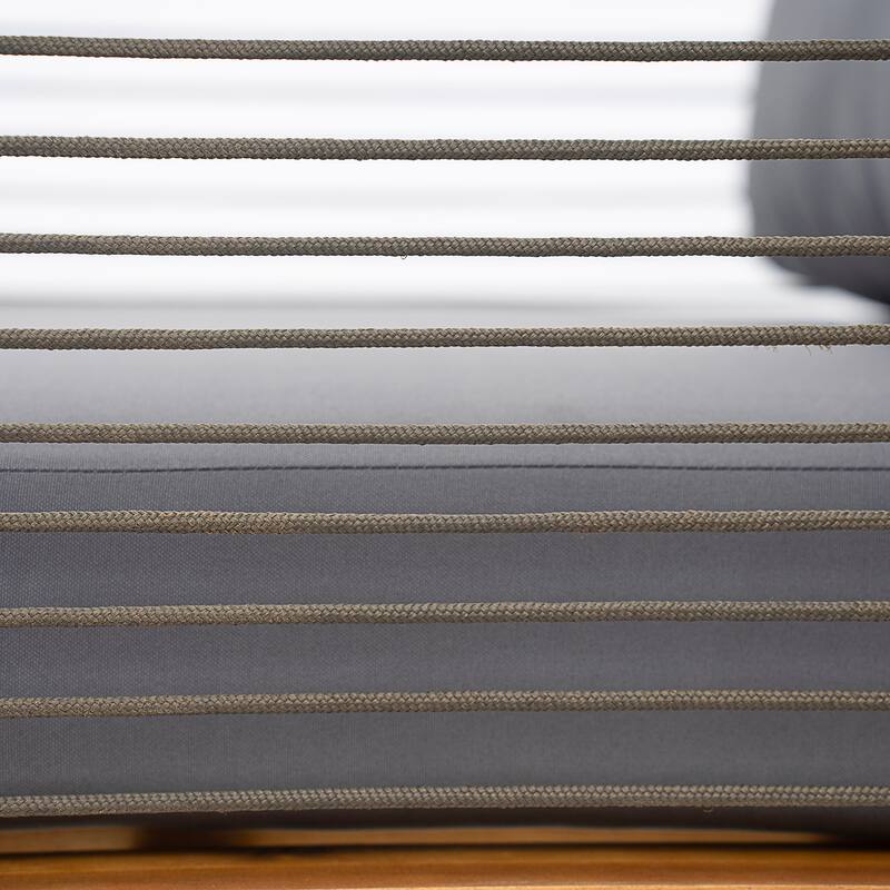 Scott Living - Talia Outdoor Modern Armchair with Grey Cushions and Acacia Wood Frame