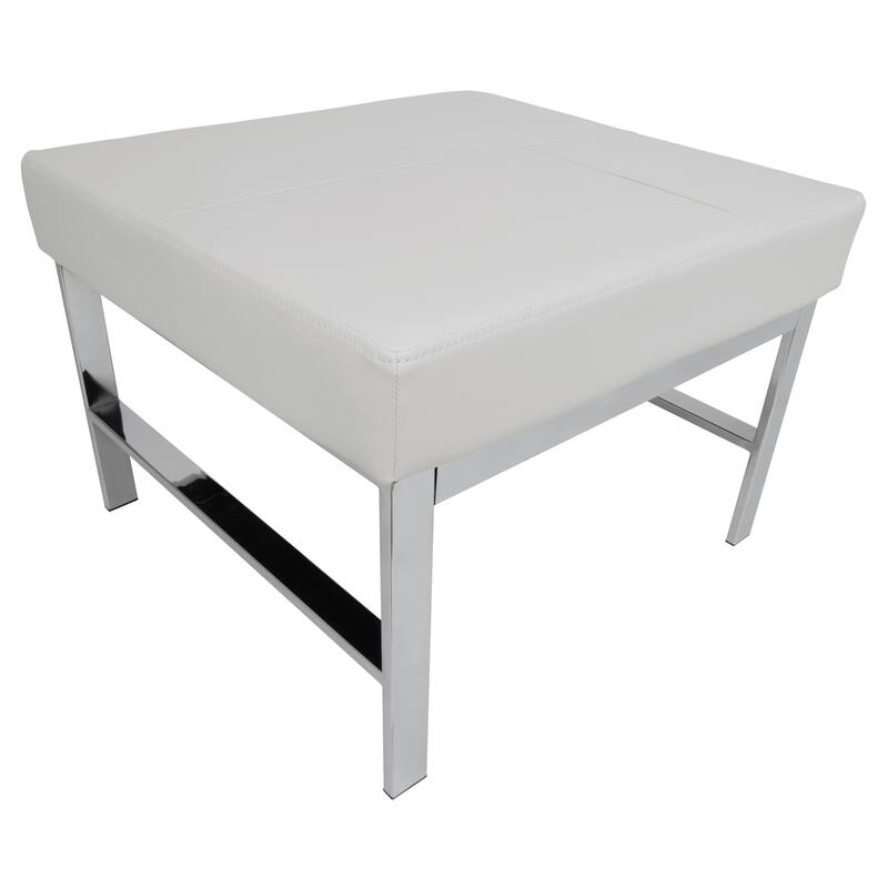 Atlas Mid Century Modern Metal and Leather Ottoman