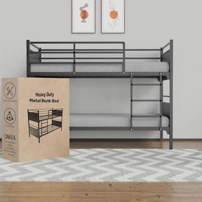 Onetan, Metal Bunk Bed, Heavy Duty Sturdy Frame, Good For Commercial Use , Kids Camps And Shelter, Black