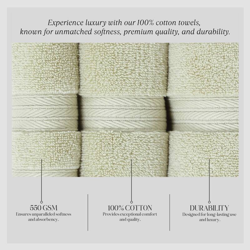 Home Weavers Elegance Essentials 550GSM Cotton Zero Twist Super Absorbent Hand Towel Set of 4