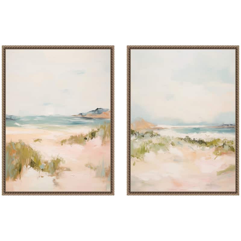 Kate and Laurel Gold Tranquil Landscape 2 Piece Framed Canvas Wall Art Set by Amy Lighthall - 2 Piece Set 18x24 - Gold