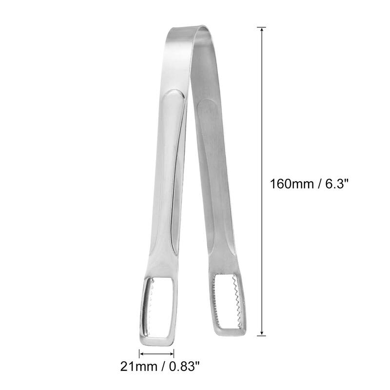 Serving Tongs, 2pcs 6.5 Inch - Stainless Steel Ice Tong for Bar, Cafe - Silver - Silver