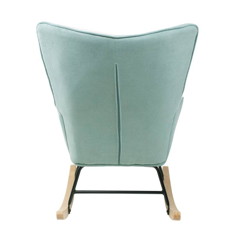 Blue Colorful 35.4" High Back Rocking Chair with Ottoman