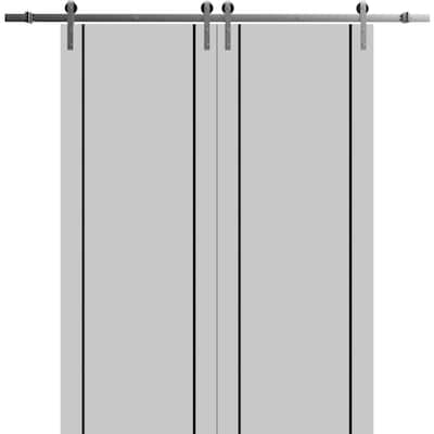 Sturdy Double Barn Door 36 x 80 with Planum 0016 Grey Matte with 13FT