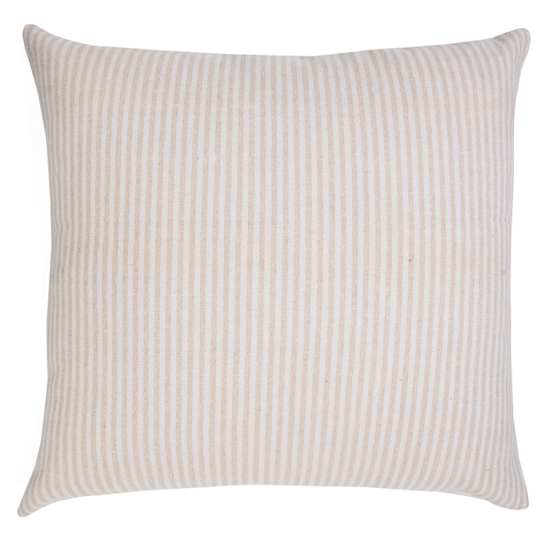 HomeRoots 20" X 20" Beige And White 100% Cotton Striped Zippered Pillow