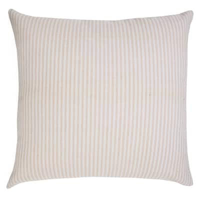 HomeRoots 20" X 20" Beige And White 100% Cotton Striped Zippered Pillow