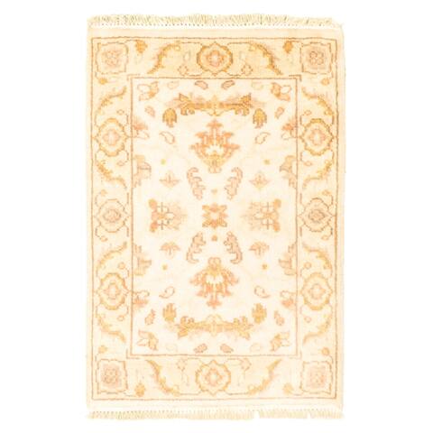 ECARPETGALLERY Hand-knotted Finest Agra Jaipur Cream Wool Rug - 2'0 x 3'0