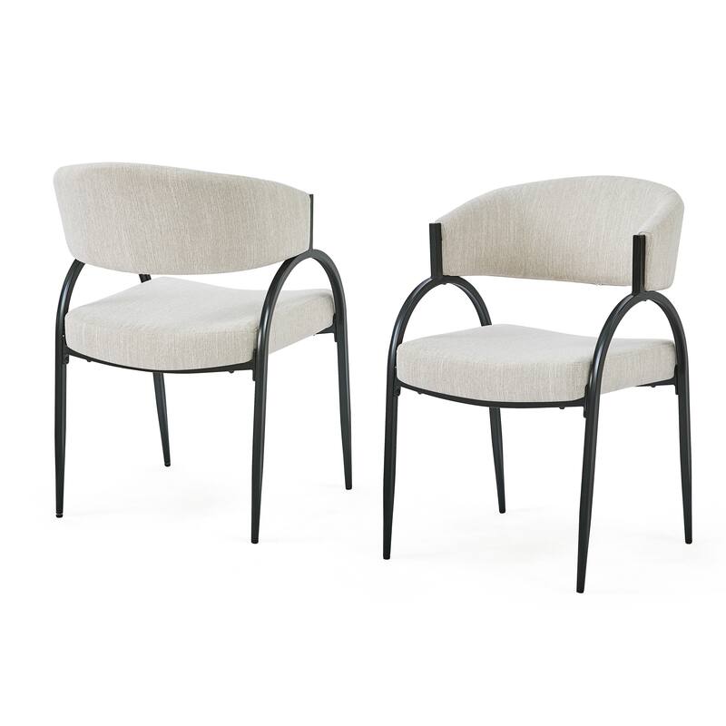 Stylish Upholstered Dining Chairs Set of 2 w/ Sturdy Metal Base