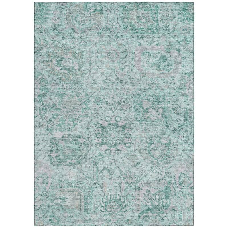 HomeRoots Damask Traditional Rectangle Outdoor Rug
