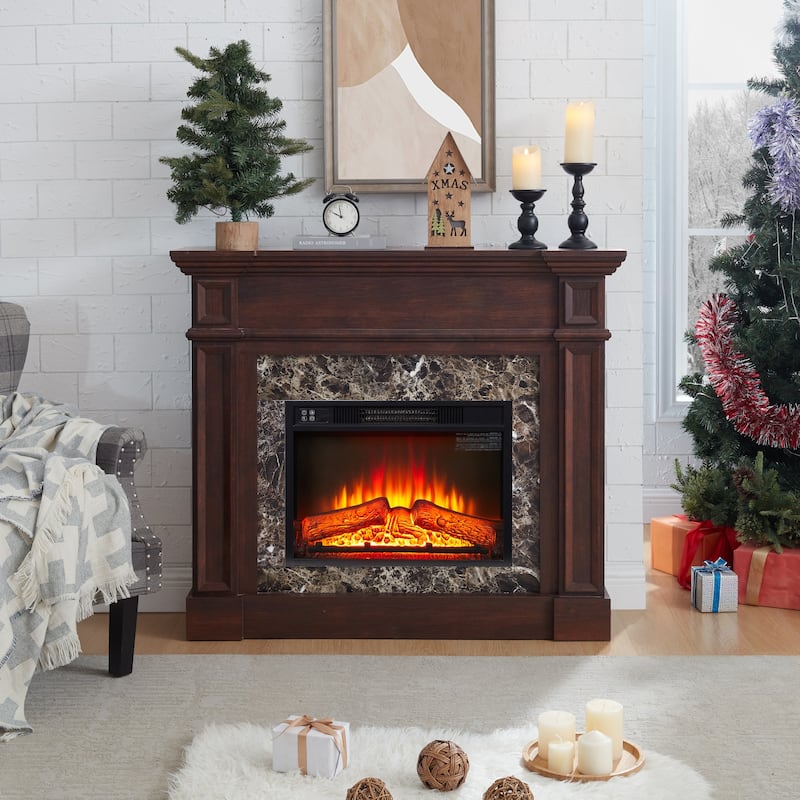 GDFStudio - Hearthstone Traditional Storage Electric Fireplace with Mantel and Realistic LED Flame