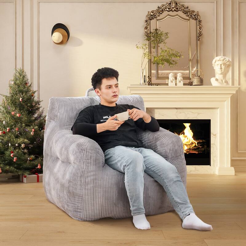 Oversized Bean Bag Chair w/Memory Foam & Armrests, Comfy for Bedroom, Living Room, or Office